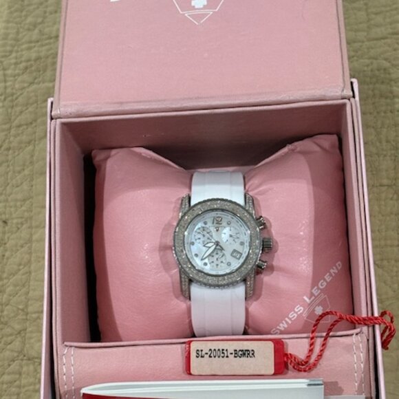 Swiss Legend Unisex White Commander Chronograph Diamond Watch  Model SL-20051 - Picture 7 of 8